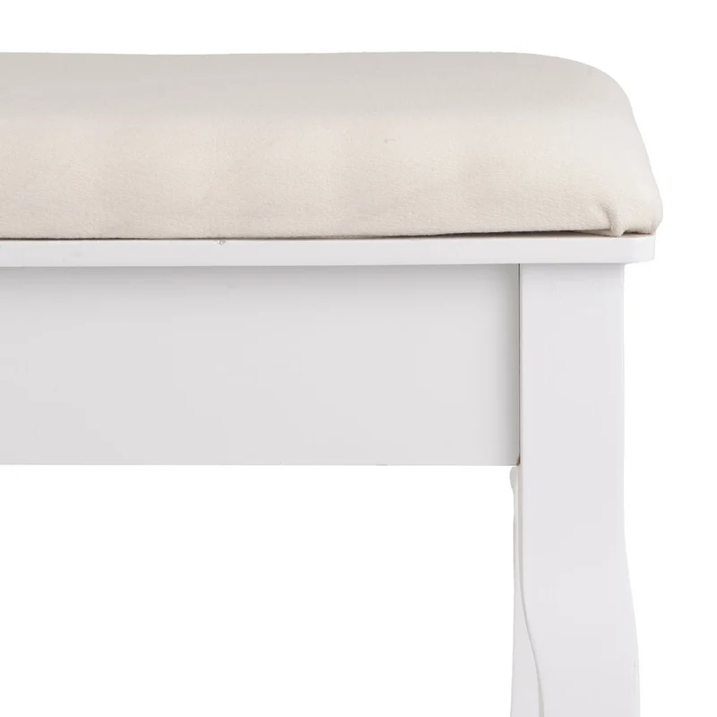 Banqueta clásica de tocador en madera de paulonia blanca 50x30x39cm