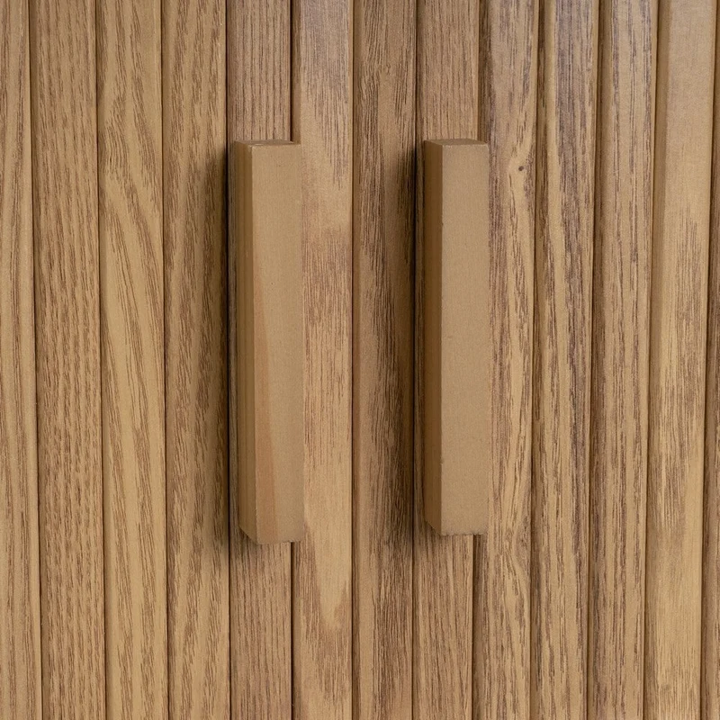 Set de 2 mesitas de noche de MDF color roble, puertas persiana 40x40x53cm