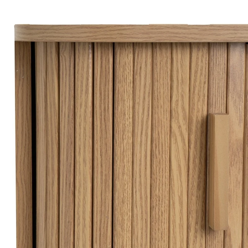 Set de 2 mesitas de noche de MDF color roble, puertas persiana 40x40x53cm