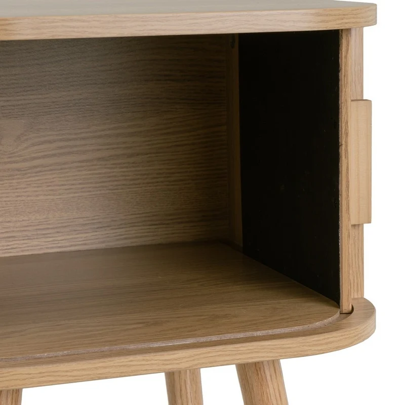 Set de 2 mesitas de noche de MDF color roble, puertas persiana 40x40x53cm