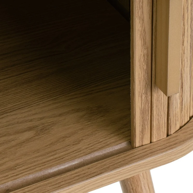 Set de 2 mesitas de noche de MDF color roble, puertas persiana 40x40x53cm