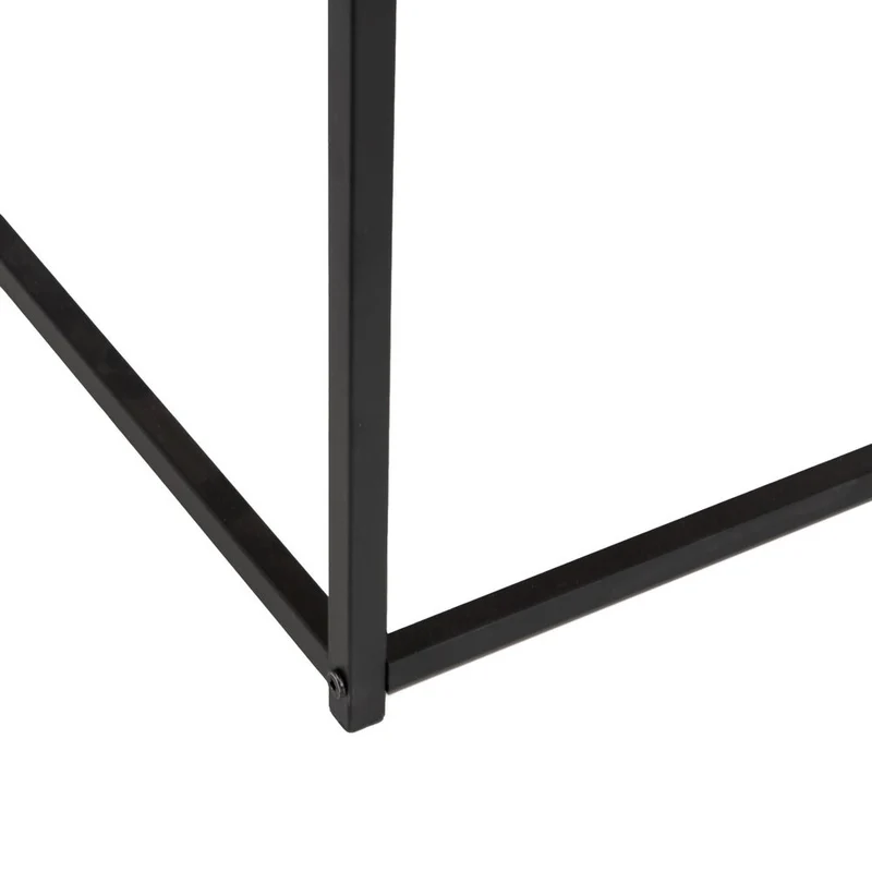 Mesa de centro cuadrada de metal negro y tablero color roble de 70x70x40 cm