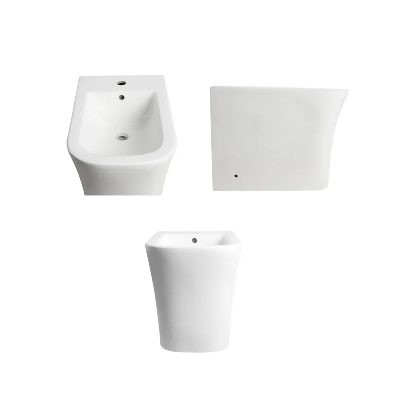 Aten Bidet a suelo ceramico de Bano | Bide Adosado a Pared de Fondo Reducido Cuadrado Sin Tapa