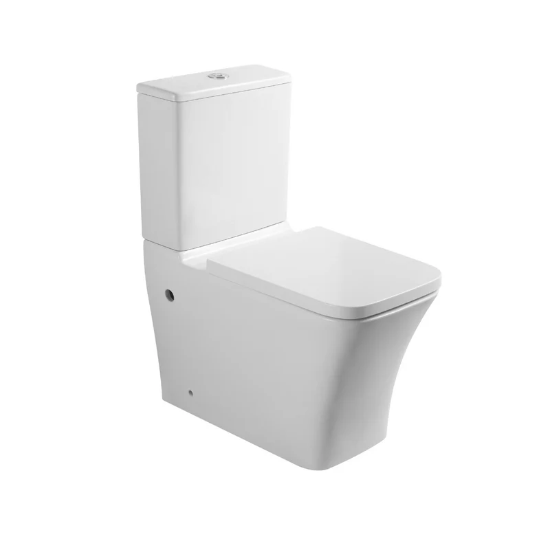 Aten Wc Inodoro Completo Compacto Adosado a Pared Cuadrado con Sistema Rimless | Wc Completo con Salida Dual y Asiento Amortiguado
