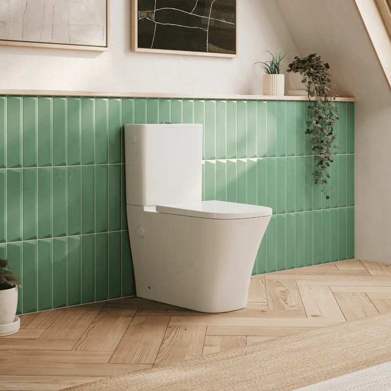 Aten Wc Inodoro Completo Compacto Adosado a Pared Cuadrado con Sistema Rimless | Wc Completo con Salida Dual y Asiento Amortiguado