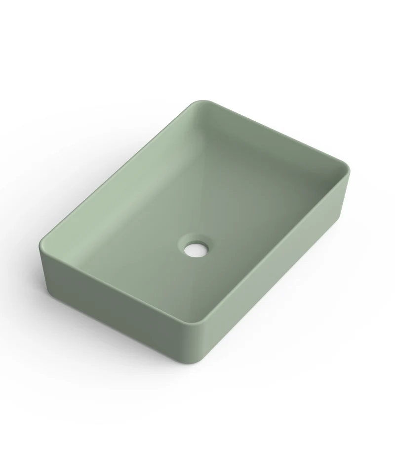 Curazao Lavabo Sobre Encimera Resina y Carga Mineral Leaf | Lavamanos Baño para Encimera Rectangular | 51x34cm