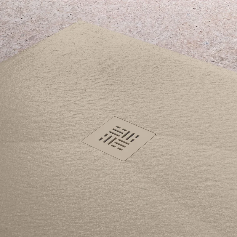 Fornells Plato de Ducha de Resina Extraplano | Antideslizante | Válvula de Desagüe y Rejilla | Beige