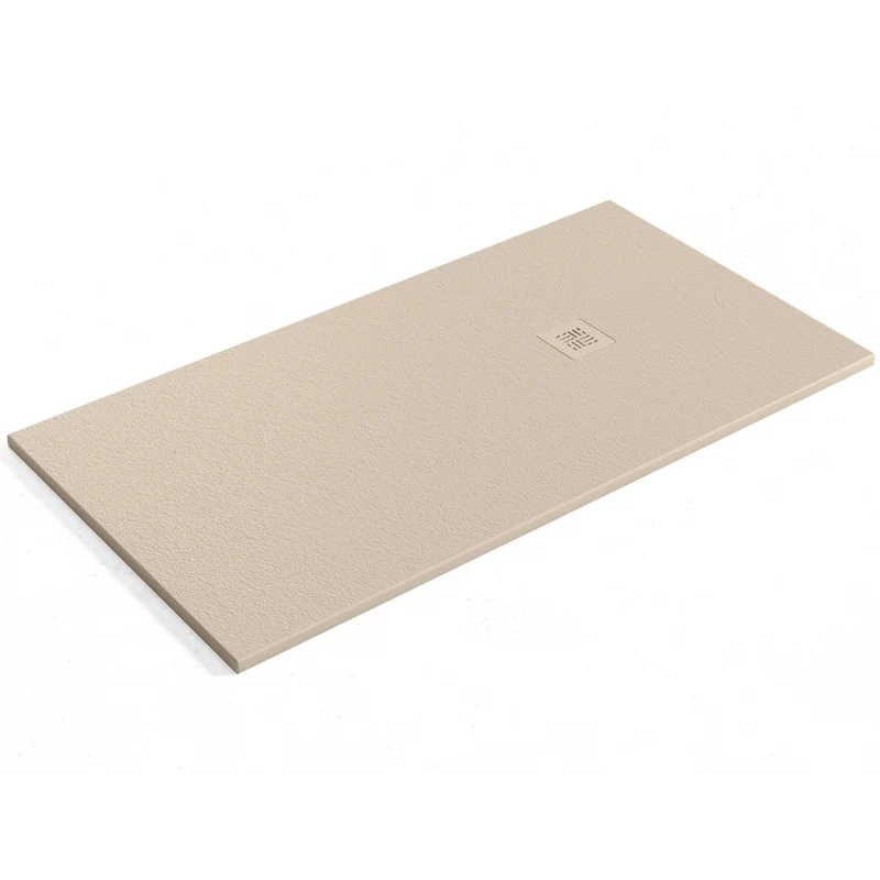 Fornells Plato de Ducha de Resina Extraplano | Antideslizante | Válvula de Desagüe y Rejilla | Beige