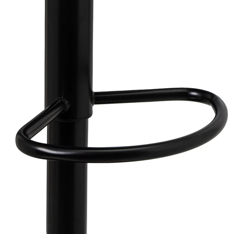 Taburete alto de cocina regulable en altura negro con respaldo bajo