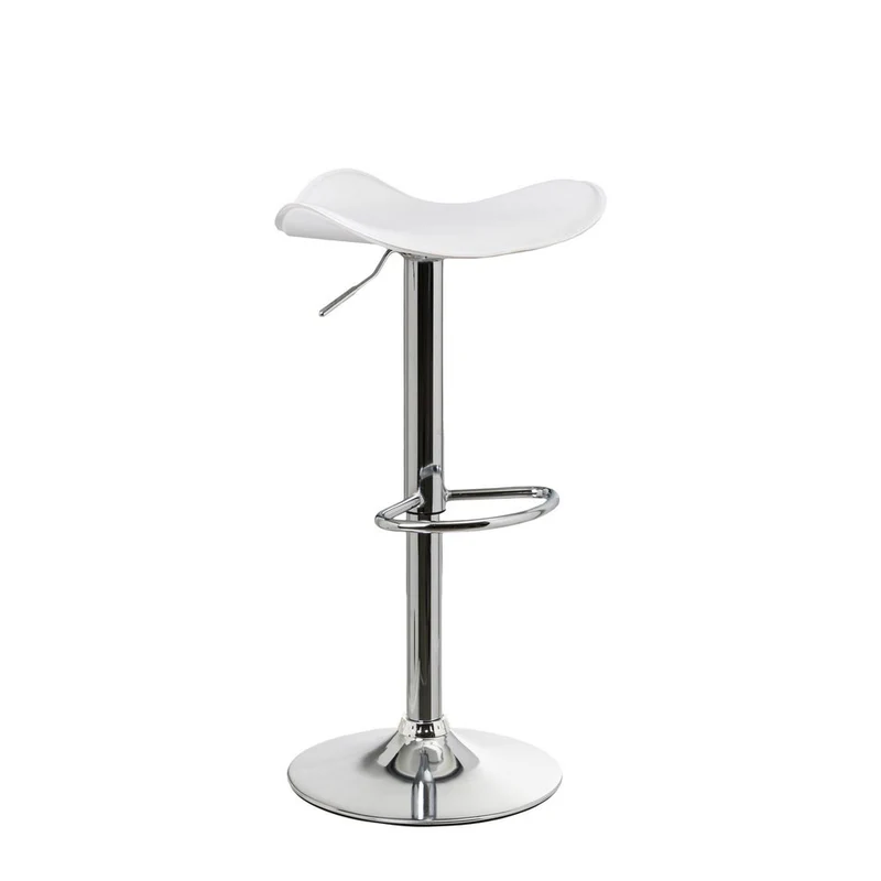 Taburete alto de cocina regulable en altura blanco redondo sin respaldo