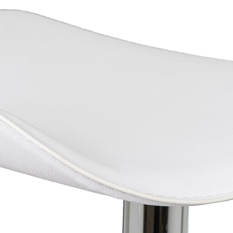 Taburete alto de cocina regulable en altura blanco redondo sin respaldo