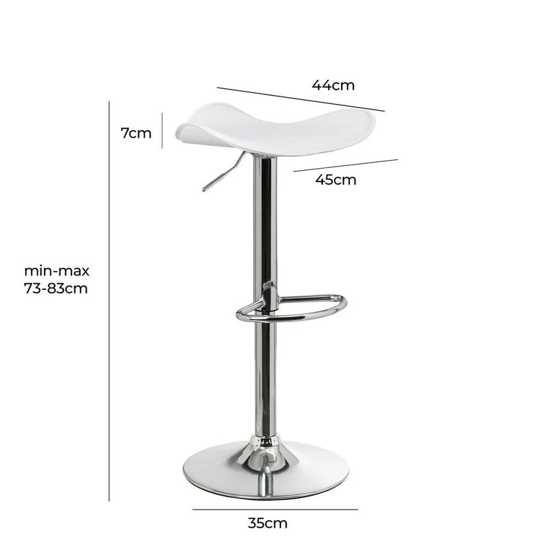 Taburete alto de cocina regulable en altura blanco redondo sin respaldo