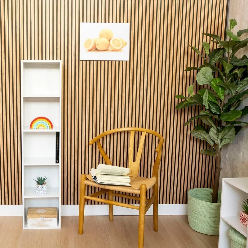 Estantería Cubo con 5 baldas de madera laminada blanca de 132x30x24 cm