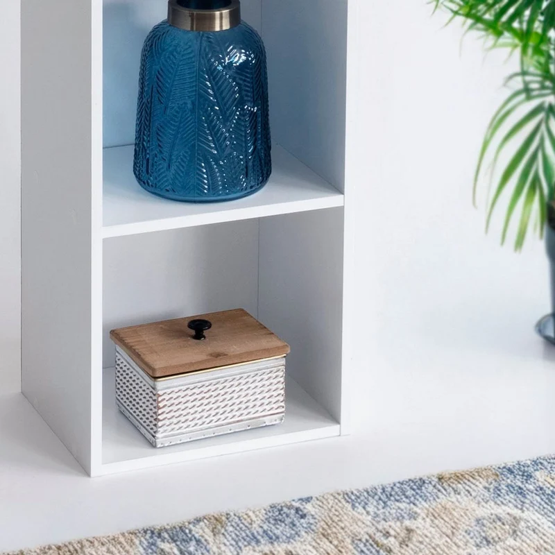 Estantería Cubo con 5 baldas de madera laminada blanca de 132x30x24 cm