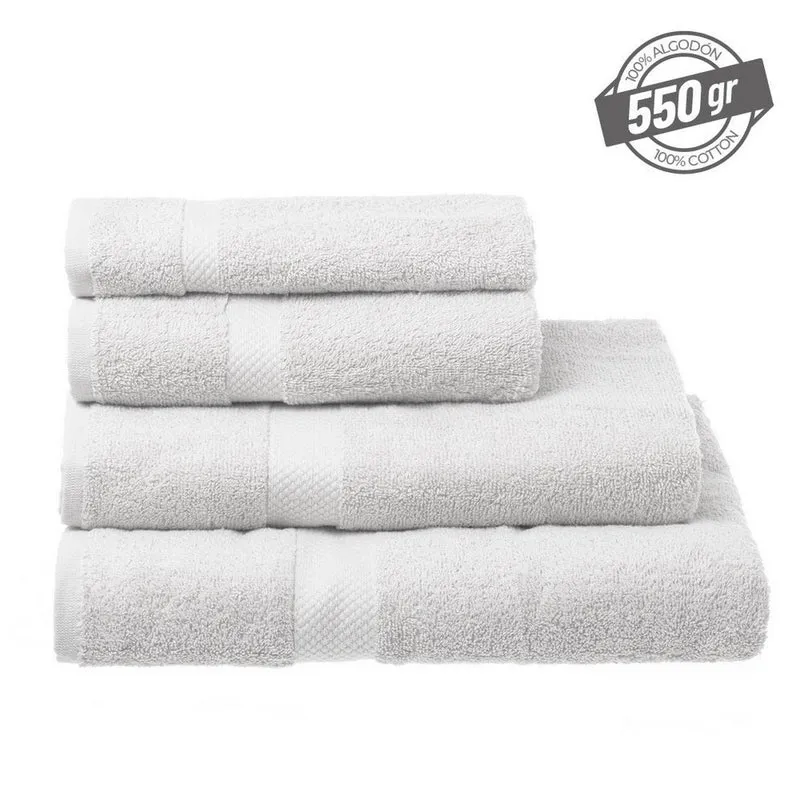 Juego de 6 toallas ducha grandes blanco roto 100% algodón de 150x100 cm
