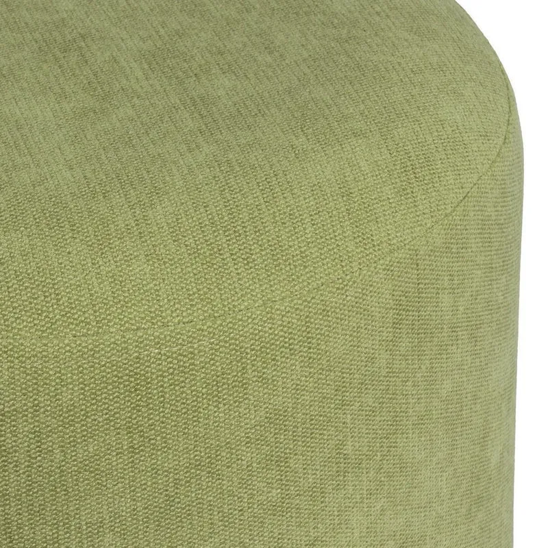 Puff redondo de madera y tejido de chenilla verde de 40x45 cm