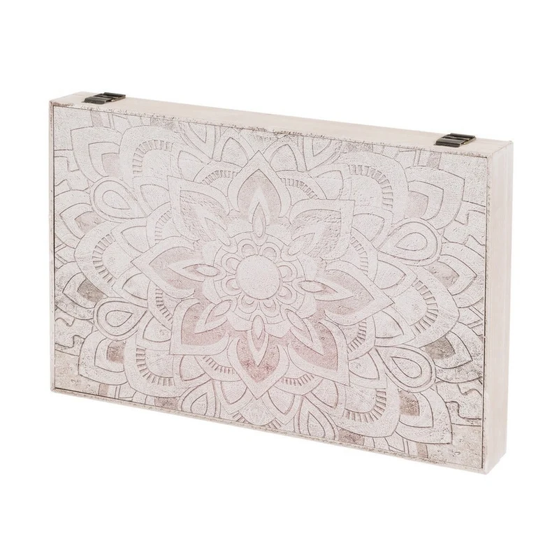 Tapa para contador de luz en madera con bonito mandala beige de 46x31x6cm