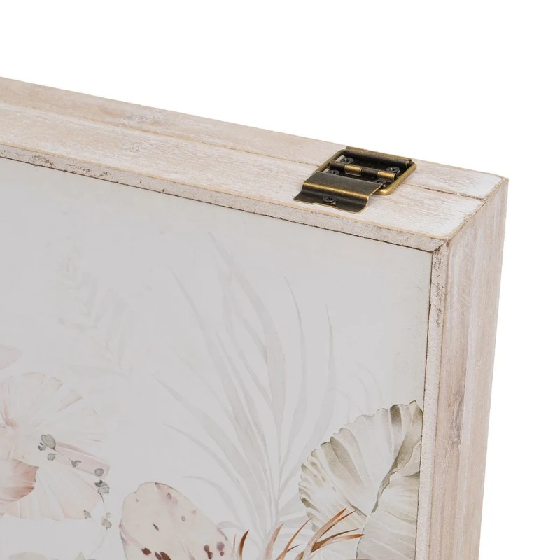 Tapa decorativa de madera para contador de luz con hojas beige, 46x31x6cm
