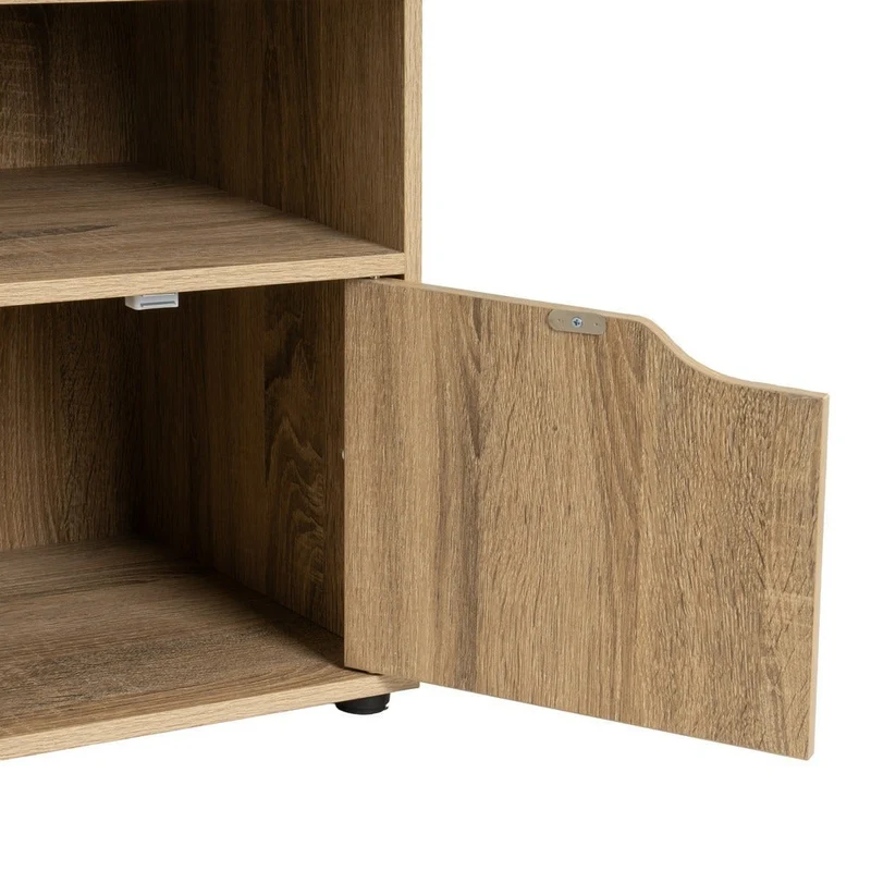 Estantería de tablero laminado, 2 baldas y 2 puertas, 60x60x29 cm