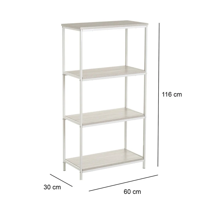 Estantería Urban de metal blanco con 4 baldas blancas de 60x30x116 cm