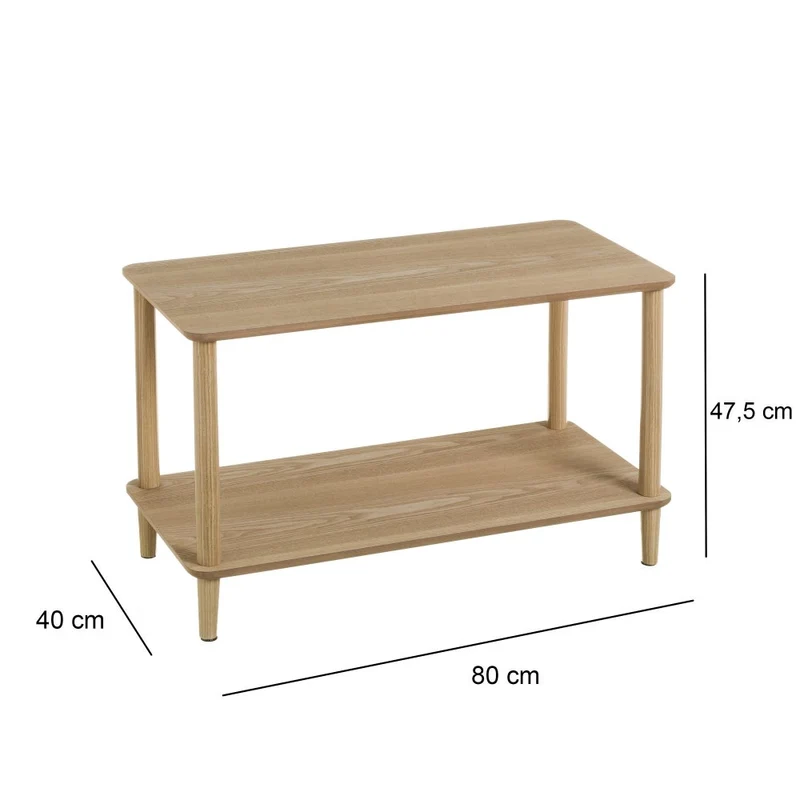 Mesa de centro baja de madera de pino estilo nórdico color beige