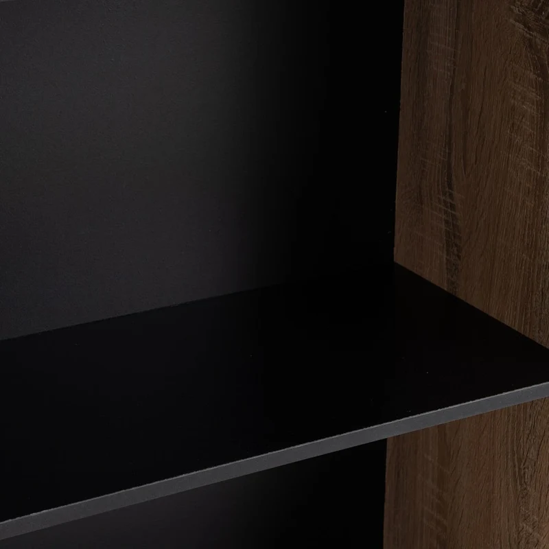 Librería de 4 estantes laminados color negro y roble de 60x29x147 cm