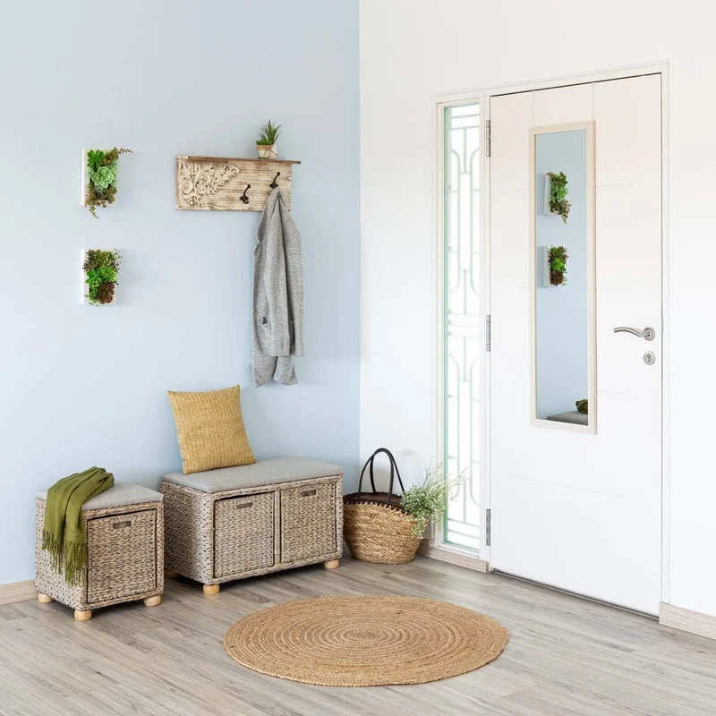 Espejo de cuerpo entero en madera color blanco decorativo de 35x125 cm