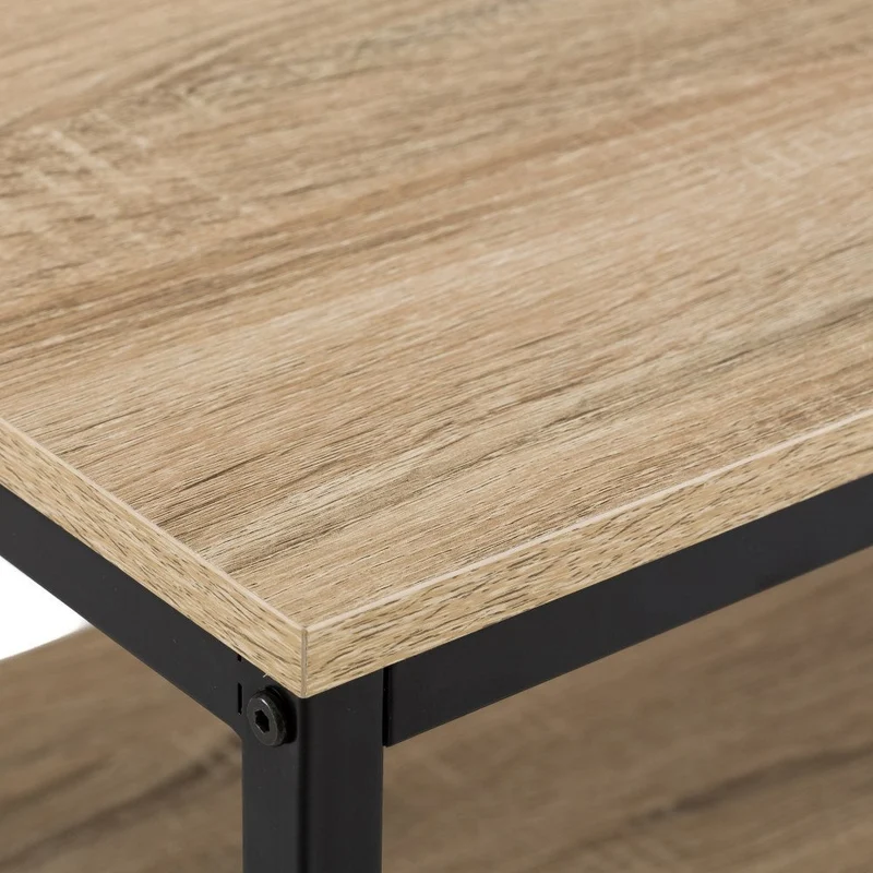 Mueble de TV de acero negro y madera laminada de 120x39x57 cm