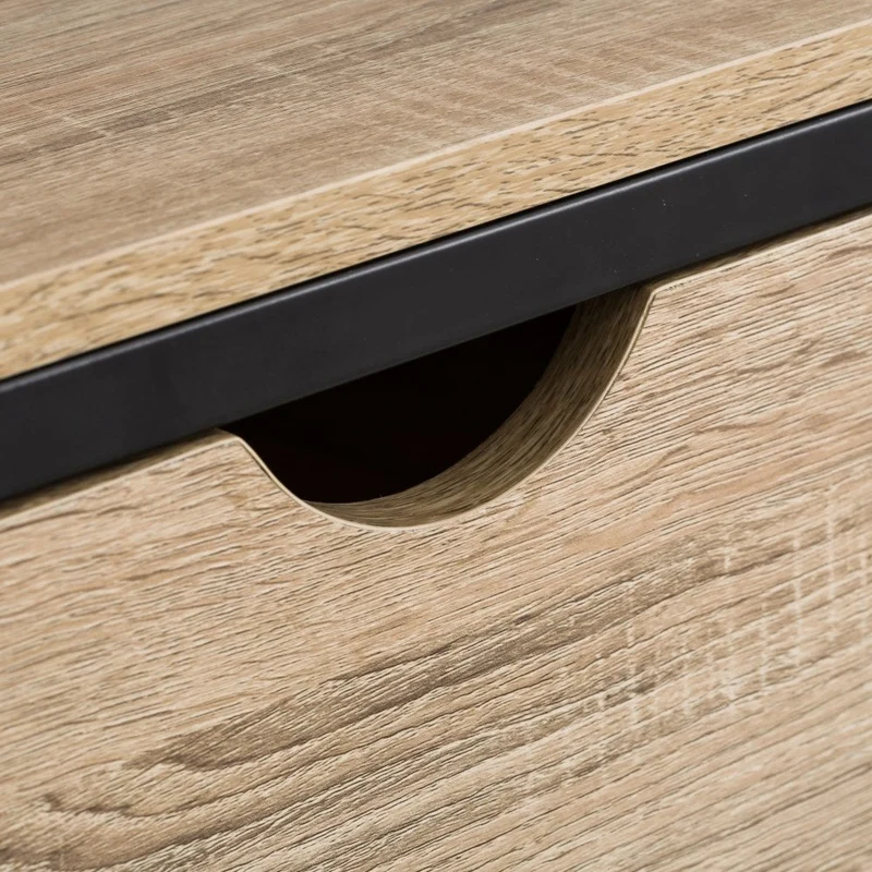 Mueble de TV de acero negro y madera laminada de 120x39x57 cm