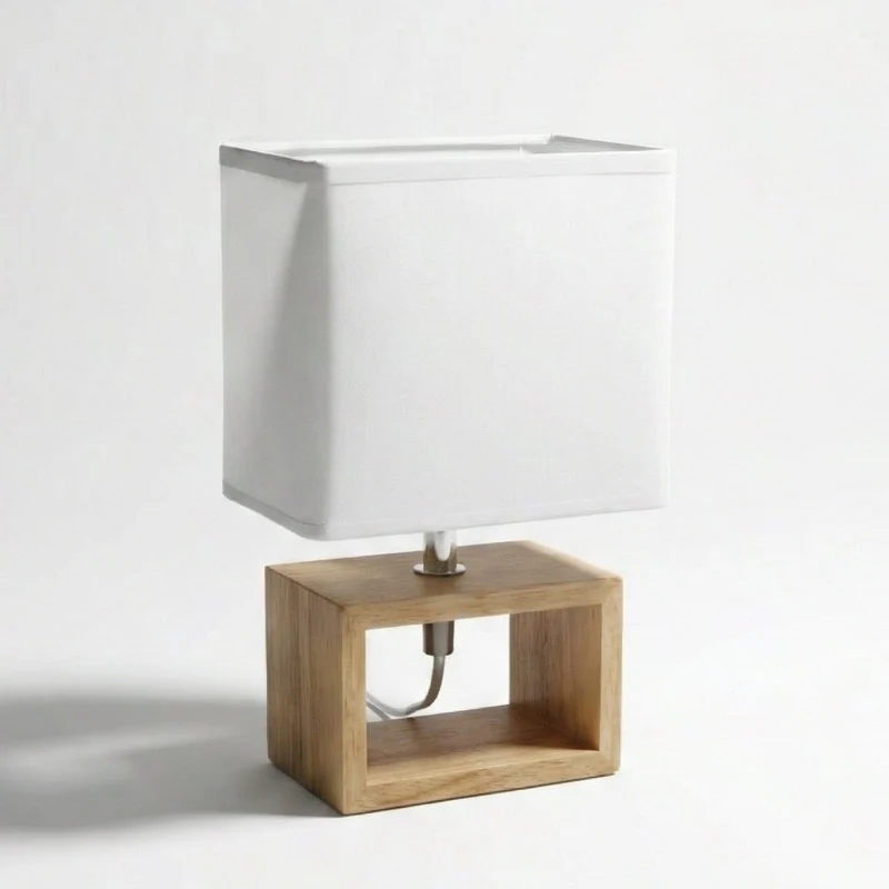 Lámpara de mesita de noche nórdica vitta en madera marrón de 24x10x15 cm