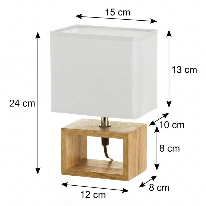 Lámpara de mesita de noche nórdica vitta en madera marrón de 24x10x15 cm