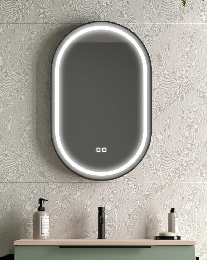 Jazz Espejo Led de Baño Ovalado | Luz ambiental | Sensor Táctil On/Off | 50cm x 80cm