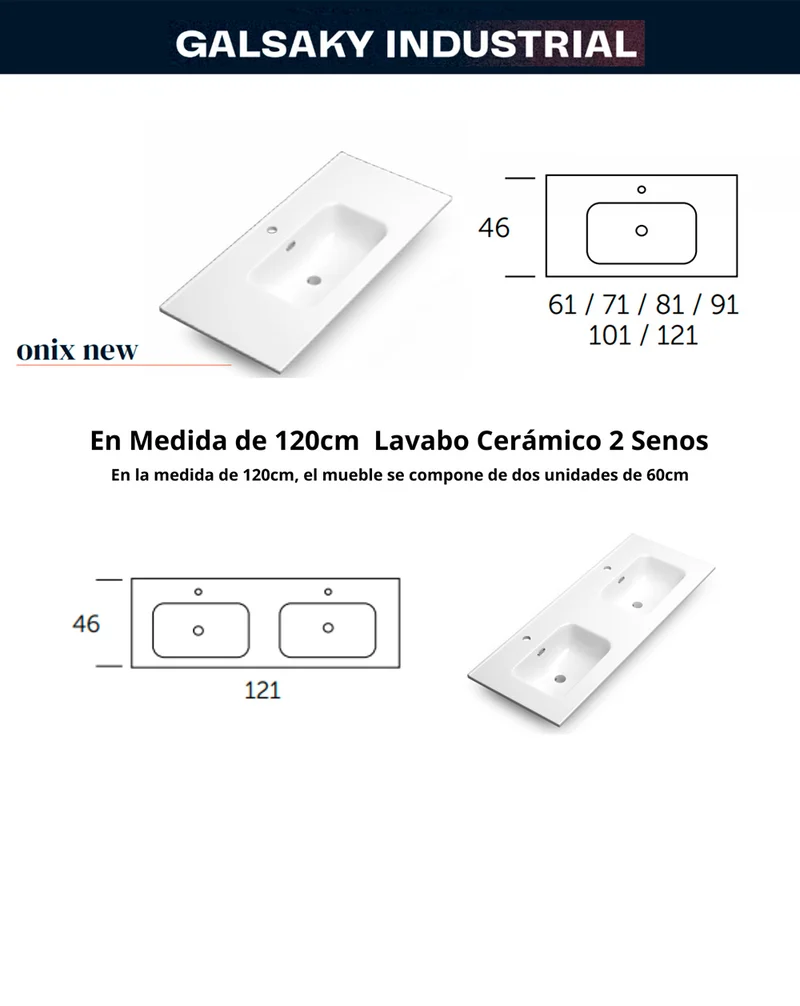 Galsaky Industrial Mueble de Baño Al Suelo con Lavabo Cerámico | 2 cajones con Cierre Amortiguado y Organizador | Pino Gris