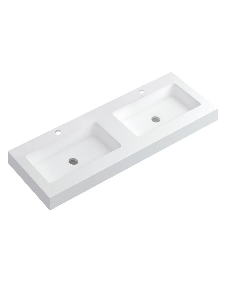 Lavabo con Faldón para Baño Solid Surface Suspendida | Lavabo Flotante (Un Seno Centrado ó 2 Senos)| Fondo 46cm | Espesor 10cm