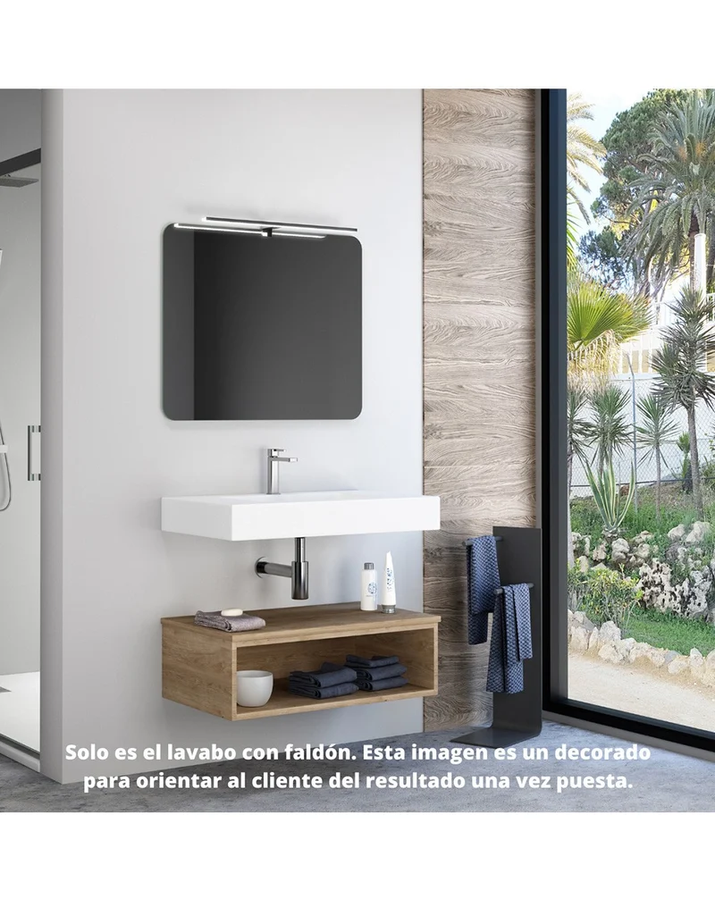 Lavabo con Faldón para Baño Solid Surface Suspendida | Lavabo Flotante (Un Seno Centrado ó 2 Senos)| Fondo 46cm | Espesor 10cm