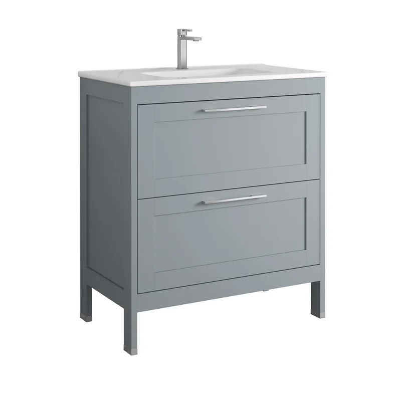 Toscana Mueble Baño A suelo con Lavabo Cerámico | 2 cajones con Cierre Amortiguado y Organizador | Mist Mate