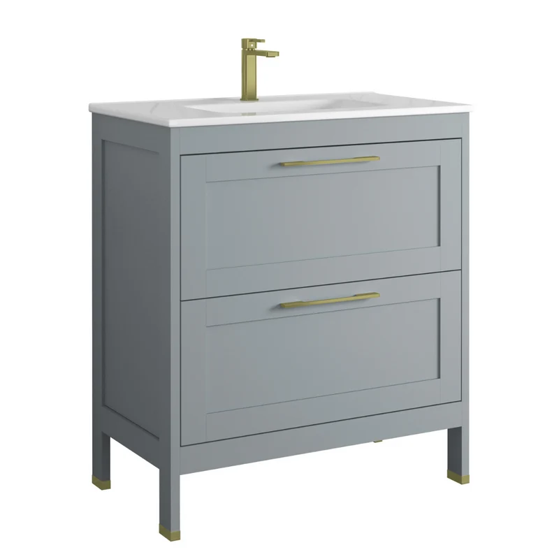 Toscana Mueble Baño A suelo con Lavabo Cerámico | 2 cajones con Cierre Amortiguado y Organizador | Mist Mate
