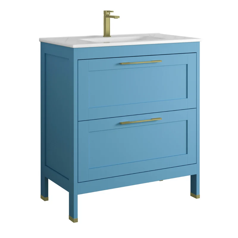 Toscana Mueble Baño A suelo con Lavabo Cerámico | 2 cajones con Cierre Amortiguado y Organizador | Island Mate