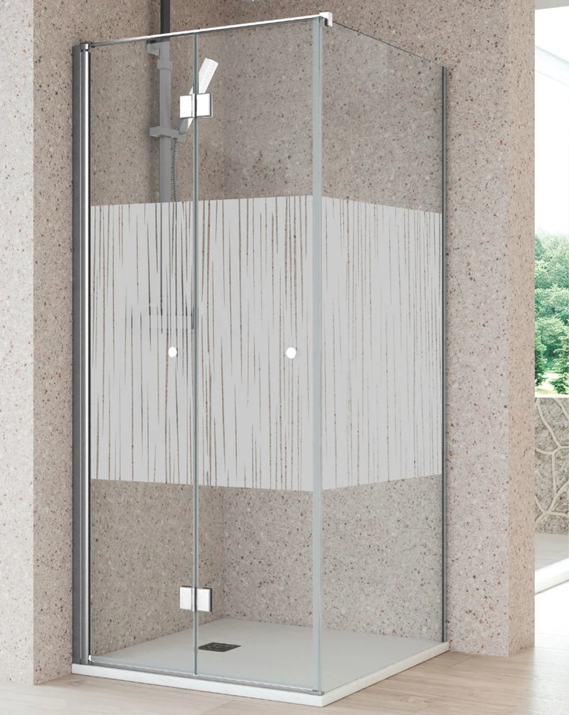Vera Mampara de Ducha Rectangular Puerta Plegable 1 Fijo Latetal | 6mm Antical 195cm Altura | Cromo Brillo
