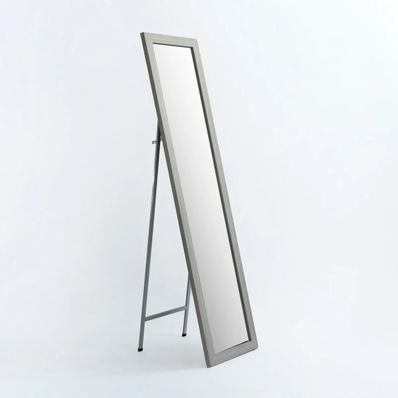 Espejo de pie de cuerpo entero con marco de madera gris de 157x37 cm