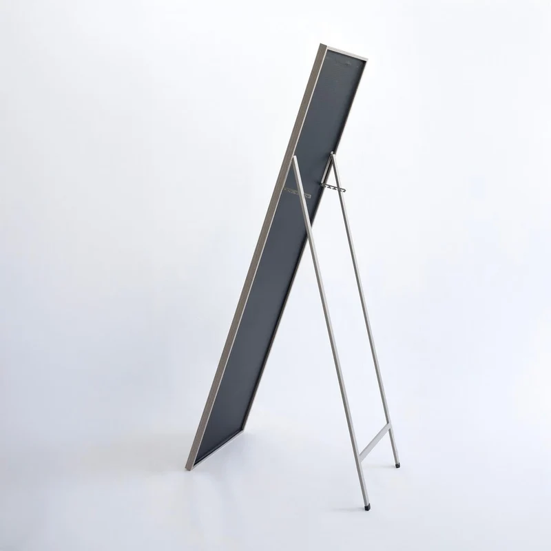 Espejo de pie de cuerpo entero con marco de madera gris de 157x37 cm