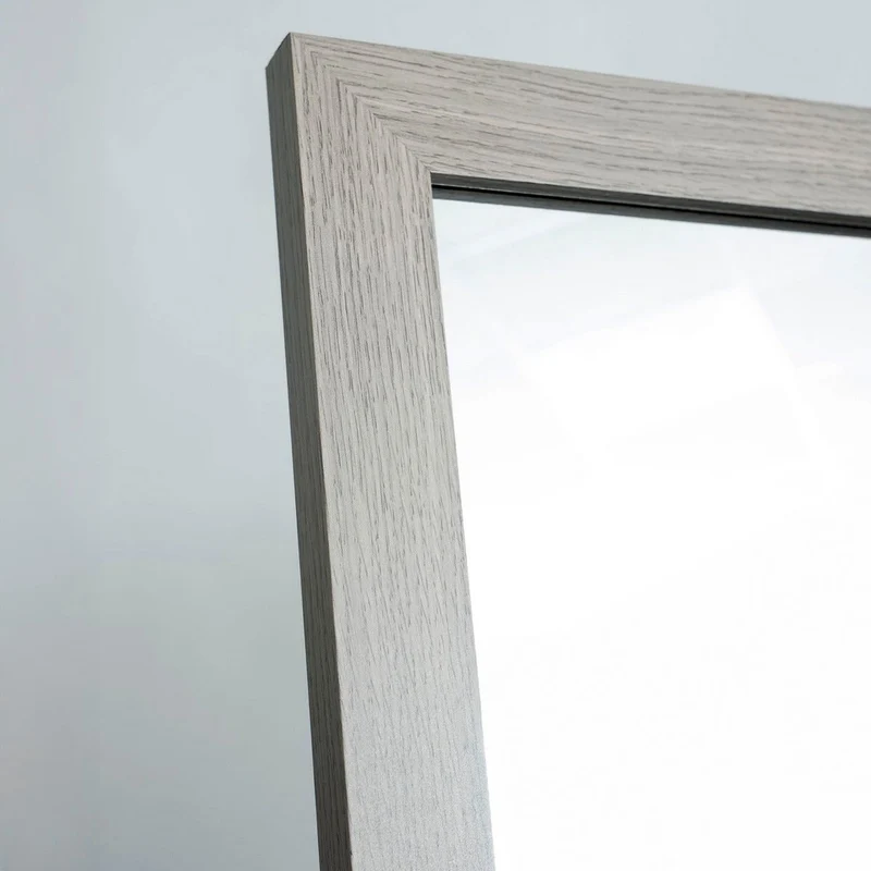 Espejo de pie de cuerpo entero con marco de madera gris de 157x37 cm