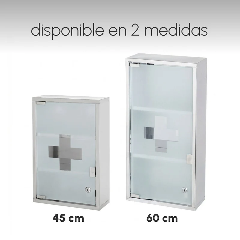 Botiquín de 3 estantes de acero inoxidable con cerradura de 30x12x45 cm