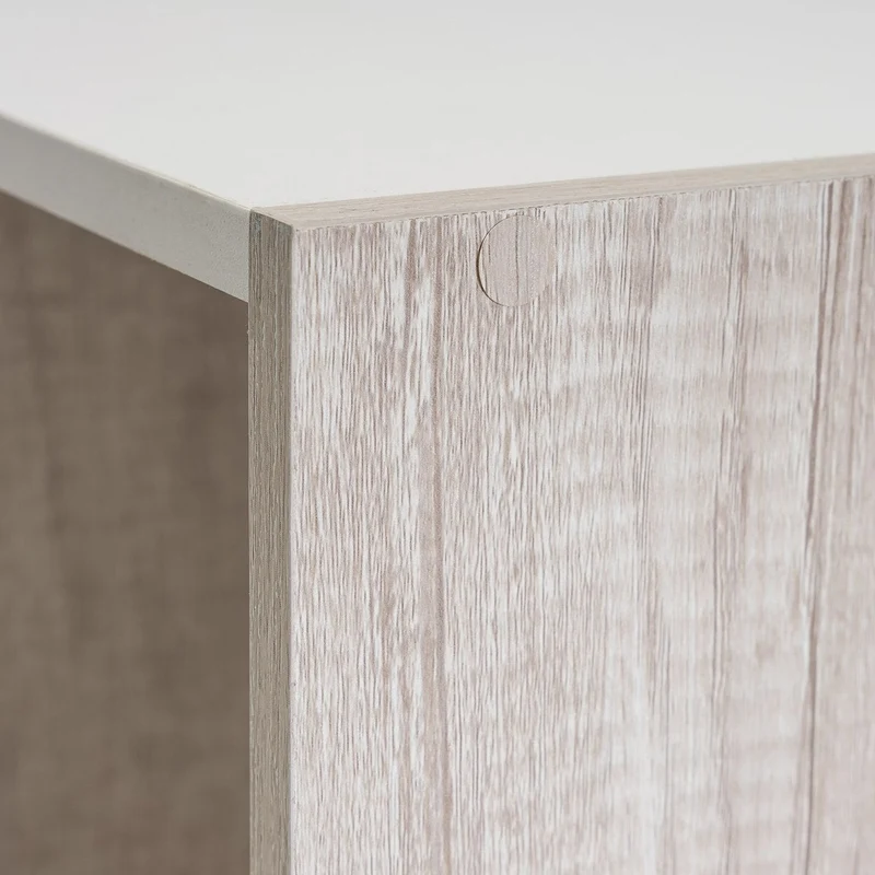 Estantería Cubo con 4 huecos de laminado blanco y roble claro de 62x60x30cm