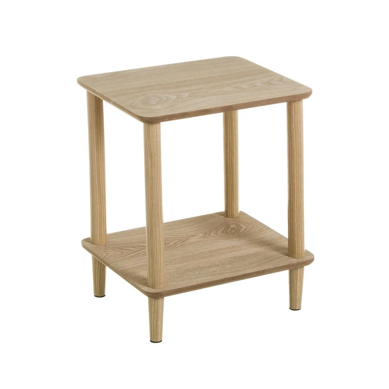 Mesa auxiliar pequeña de madera de pino estilo nórdico color beige