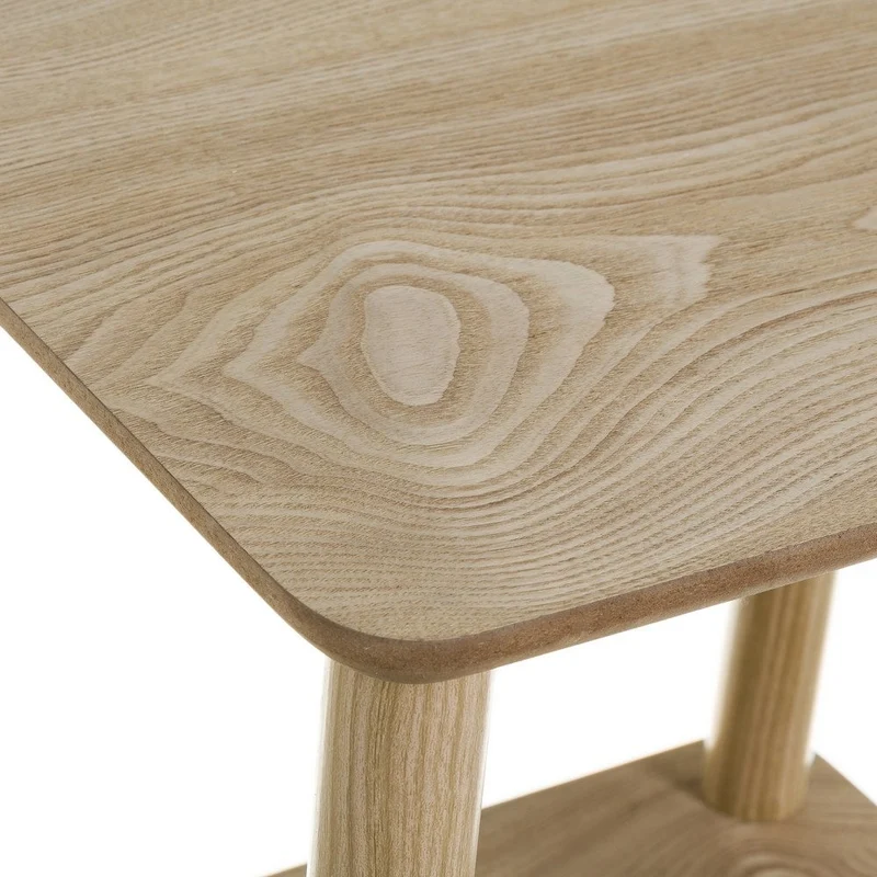 Mesa auxiliar pequeña de madera de pino estilo nórdico color beige