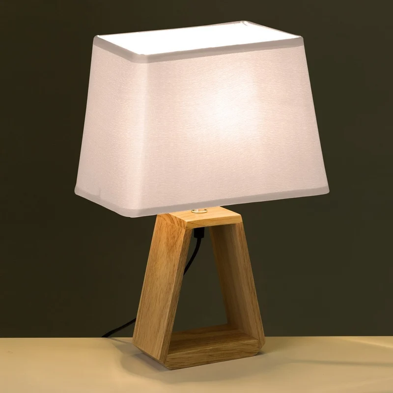 Lámpara de mesita de noche nórdica vitta en madera marrón de 41x12x26 cm