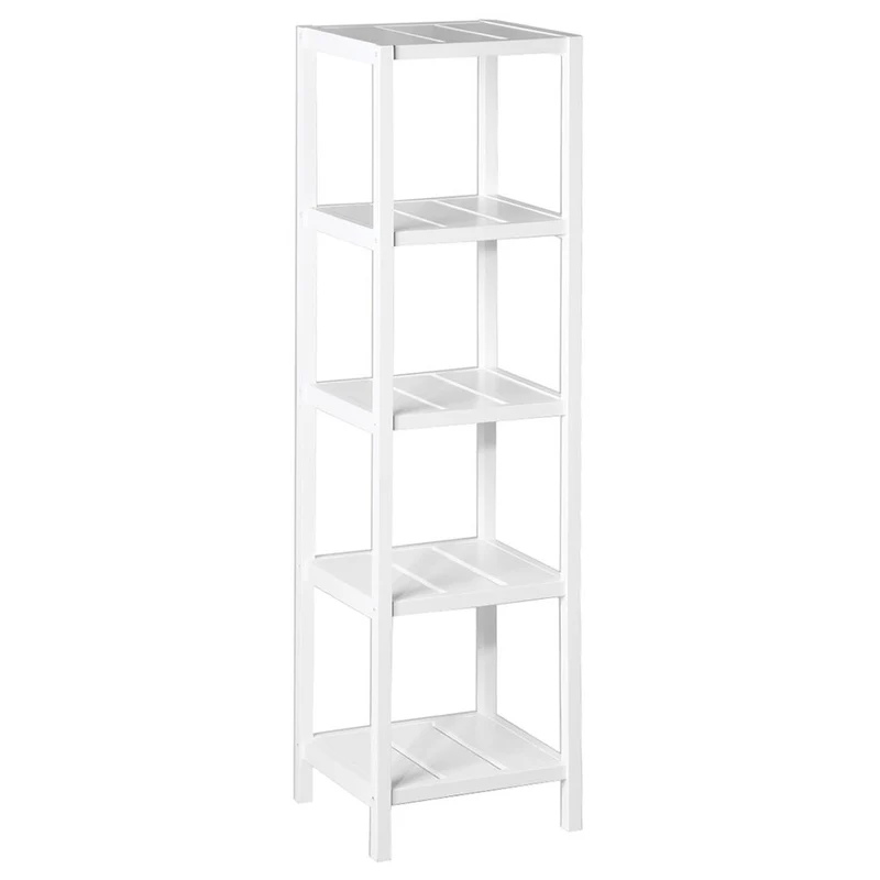Estantería de pie de madera laminada blanca con 5 baldas de 37x33x140 cm