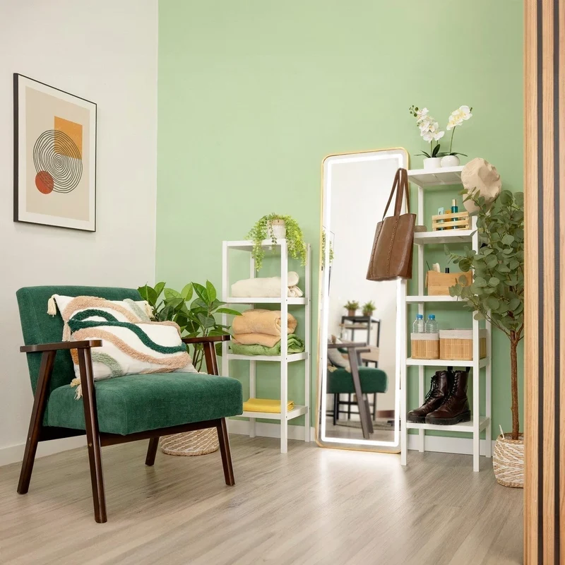Estantería de pie de madera laminada blanca con 5 baldas de 37x33x140 cm