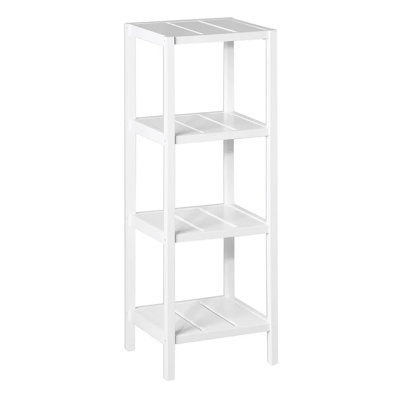 Estantería de pie de madera laminada blanca con 4 baldas de 37x33x110 cm